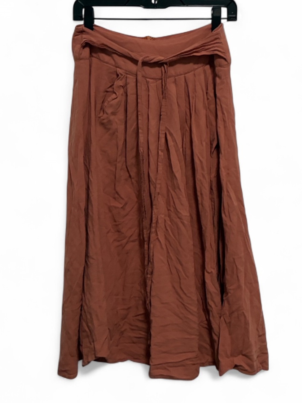ILLA ILLA Terracotta A-Line Midi Skirt with Tie Waist